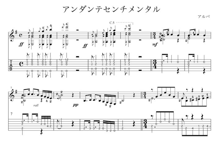 タブ譜で弾くギターソロ曲集　中級編２